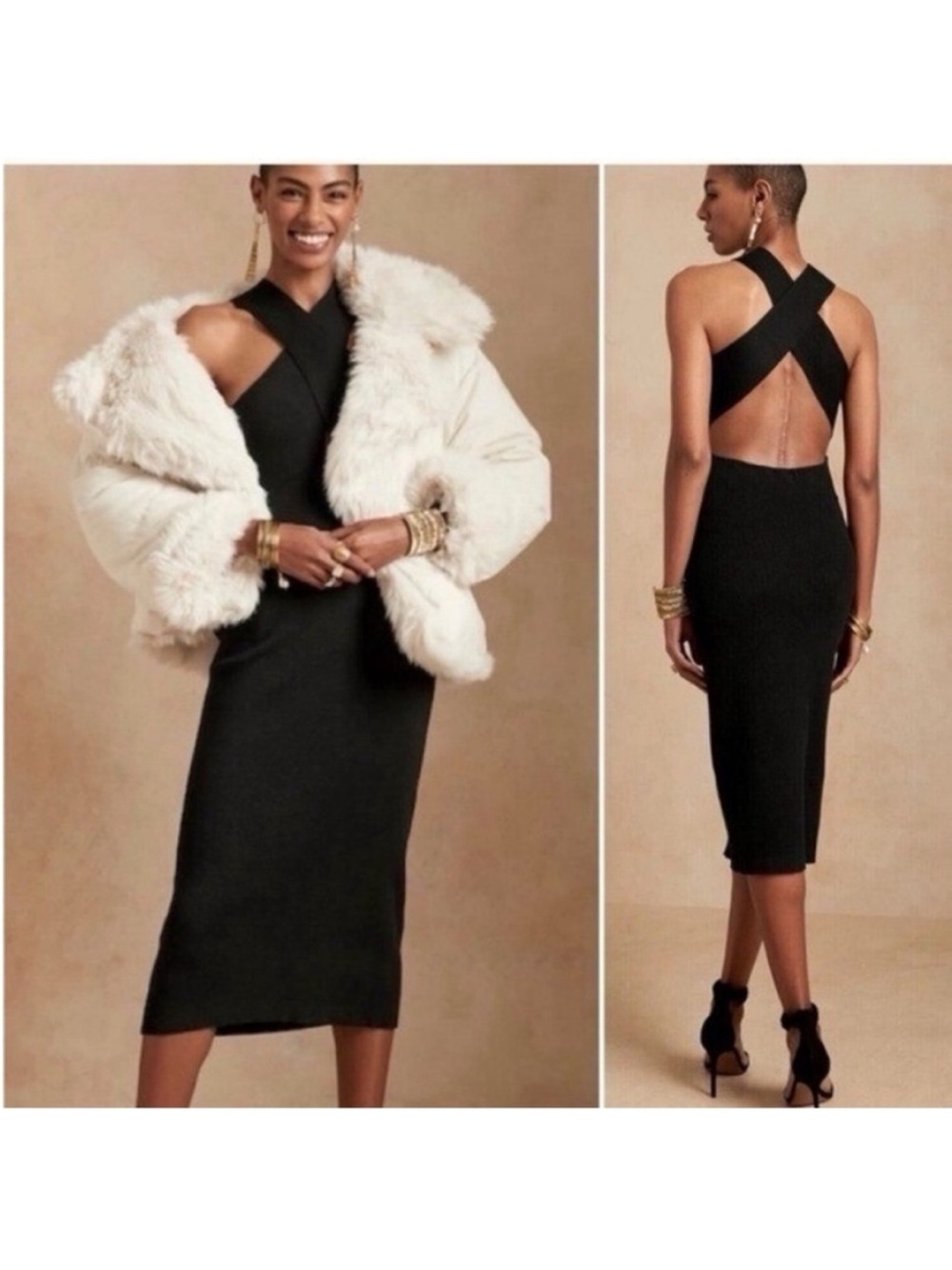 Banana Republic Volta Black Knit Sleeveless Halter Sweater
Midi Dress Sz XS NEW